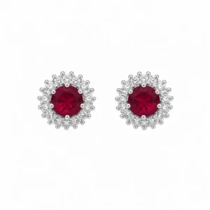 925 silver ruby halo stud earrings