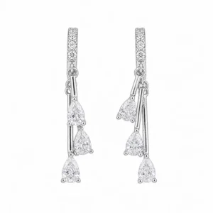 925 silver pear cascade drop earrings