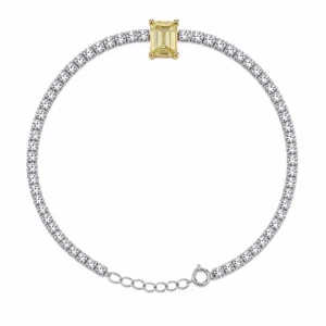 925 silver yellow emerald cut tennis bracelet