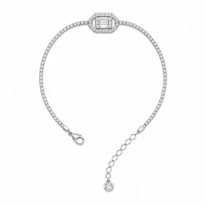 925 silver emerald cut tennis bracelet