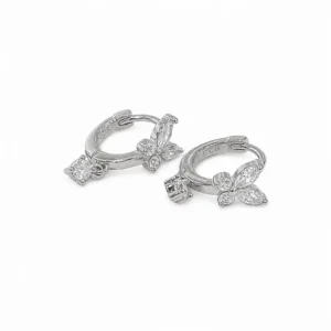 925 silver butterfly charm huggie earrings