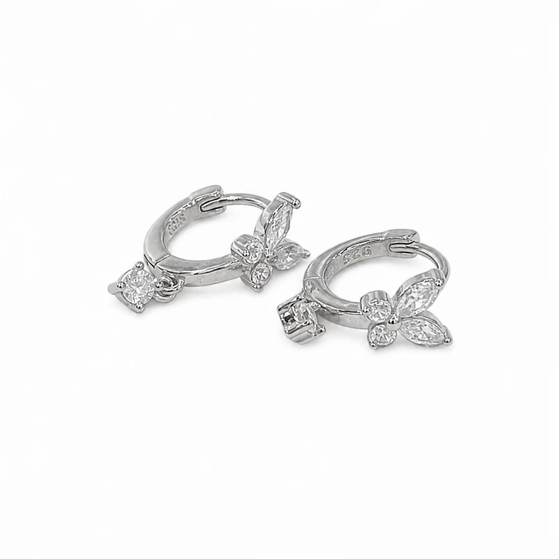 925 silver butterfly charm huggie earrings 925 silver butterfly charm huggie earrings