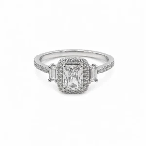 925 silver radiant halo ring