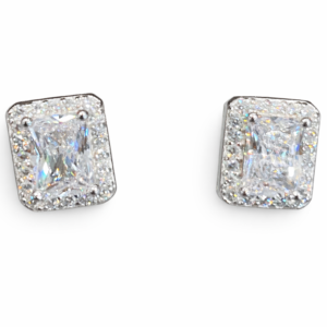zircon frame studs silver 925 earrings