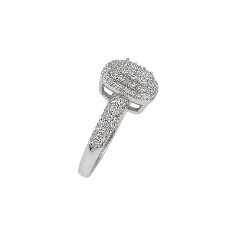 925 silver pavé cushion ring 925 silver pavé cushion ring