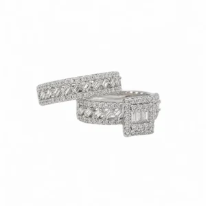 925 silver baguette halo ring