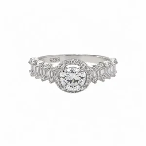 925 silver crown halo ring