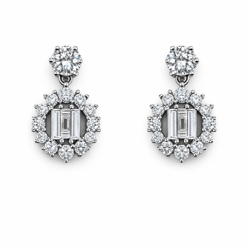 925 sterling silver drop earrings with sparkling zircon stones 925 sterling silver drop earrings with sparkling zircon stones