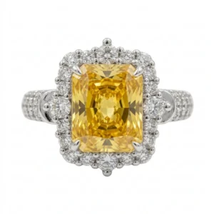925 silver yellow zircon halo ring