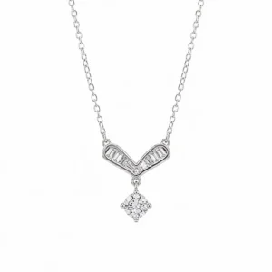 925 silver zircon v necklace