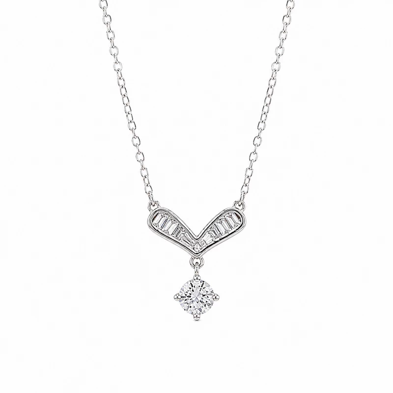 925 silver zircon v necklace 925 silver zircon v necklace