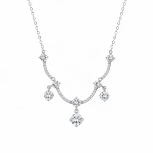 925 silver zircon drape necklace