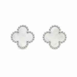 925 silver clover mother of pearl stud earrings