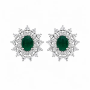 925 silver emerald bloom stud earrings