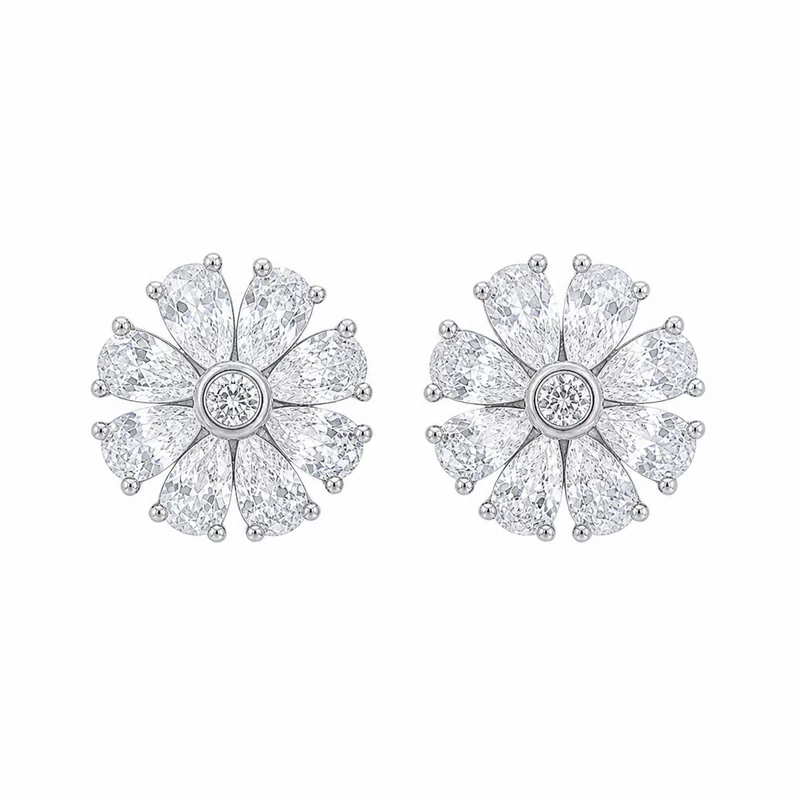 925 silver blossom zircon stud earrings 925 silver blossom zircon stud earrings