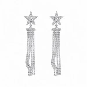 925 silver star tassel drop earrings