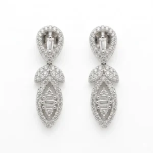 925 silver vintage baguette drop earrings