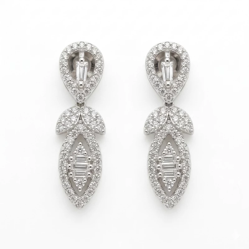 925 silver vintage baguette drop earrings 925 silver vintage baguette drop earrings