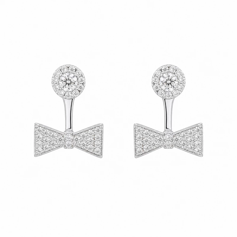 925 silver sparkle bow jacket earrings 925 silver sparkle bow jacket earrings