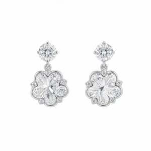 925 silver clover crystal drop earrings