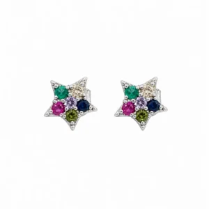 925 silver rainbow star stud earrings